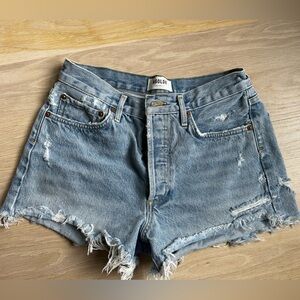 Agolde Distressed Blue Jean Shorts